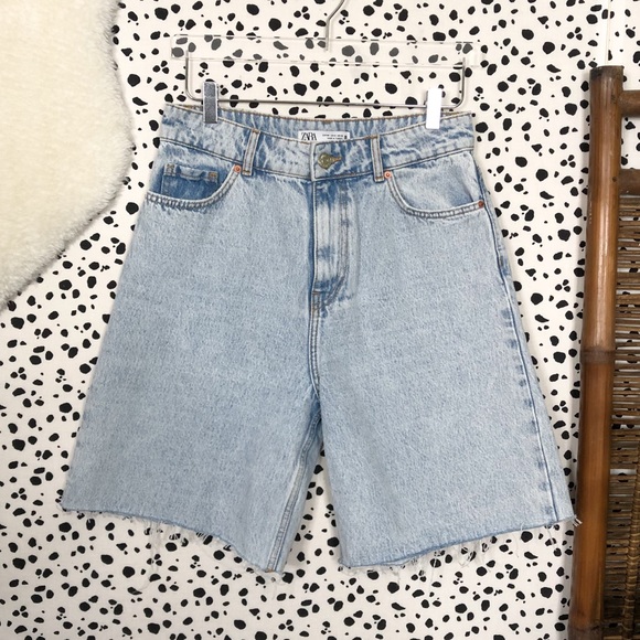 Zara Pants - Zara | Light Wash Denim High Rise Retro Bermuda Mom Shorts 8